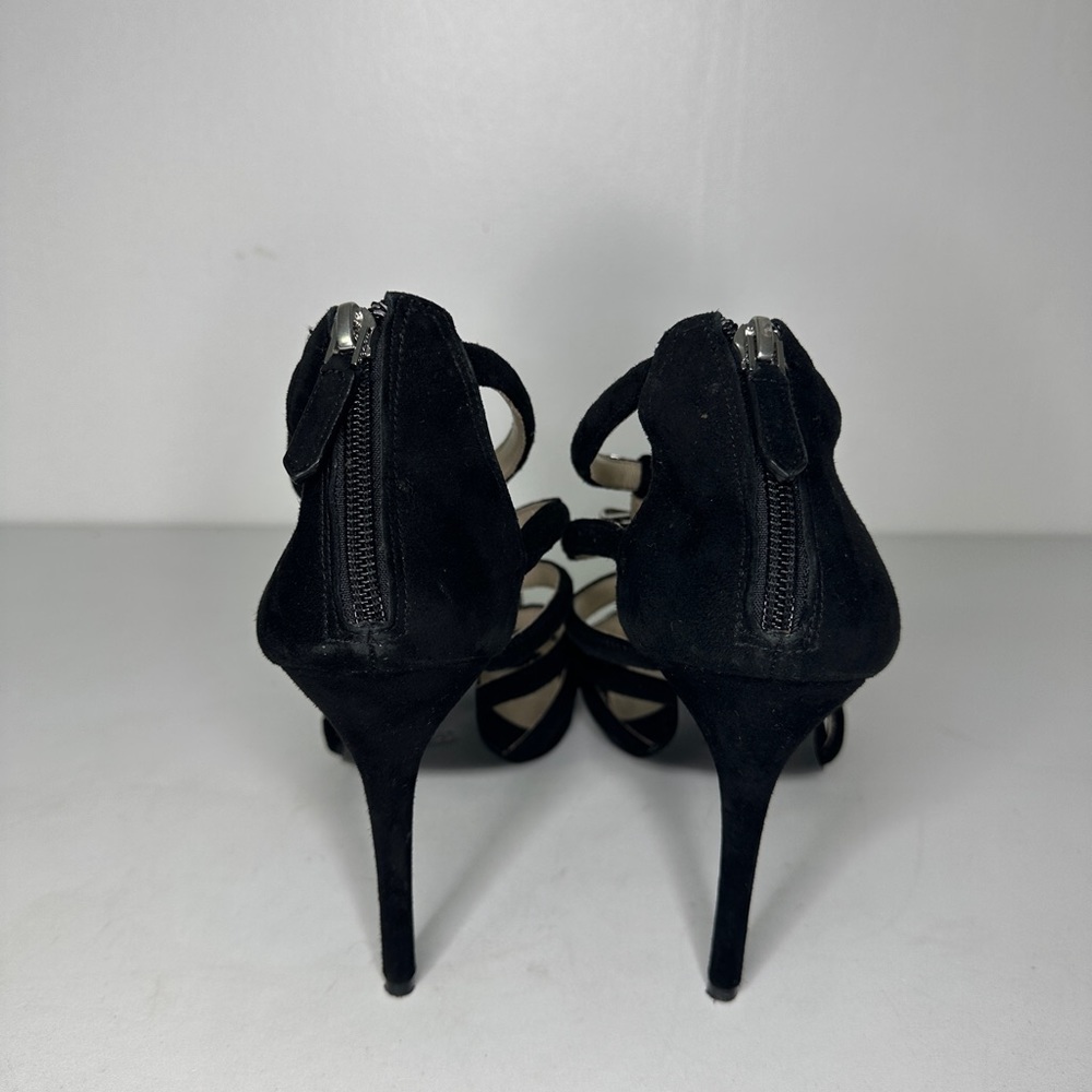 Coach Black Velvet Stiletto Holiday Heels With Silver Metal Bows sz 8.5 - Picture 7 of 9